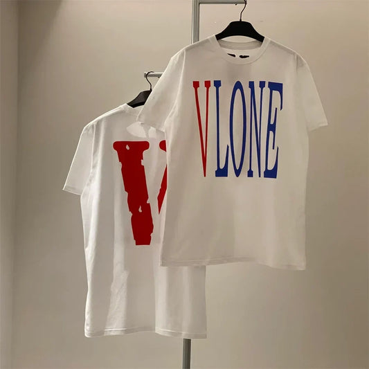 Vlone Classic Logo Graphic T-Shirt - White/Red-Blue